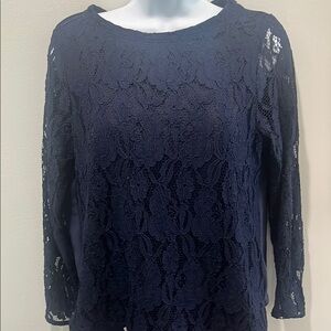 H&M Blue Navy  Lace Blouse